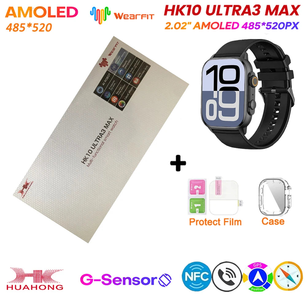 Original HK10 Ultra 3 MAX SmartWatch 2025 For Man Women 49mm HD AMOLED 4GB ROM AI ROBOT NFC GPS Smart Band Watch For IOS Android