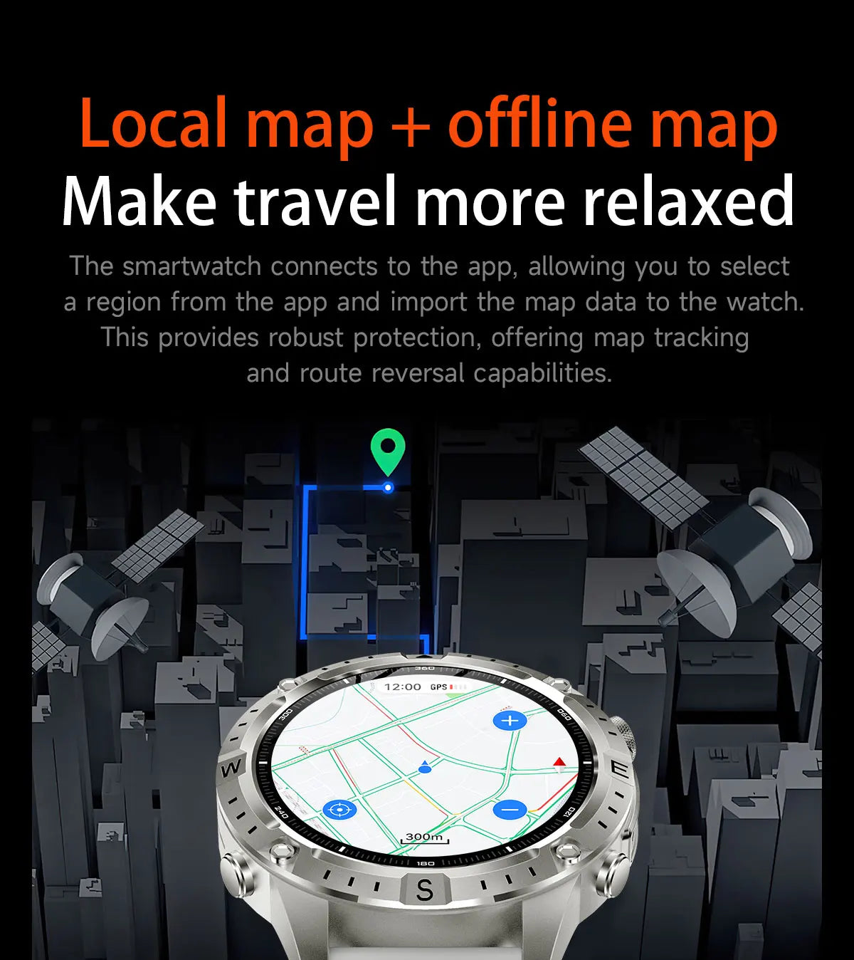 New Outdoor GPS Offline Map Smart Watch Men 3ATM Waterproof 170+ Sports LED Compass Altimeter AMOLED Bluetooth Call Smartwatch