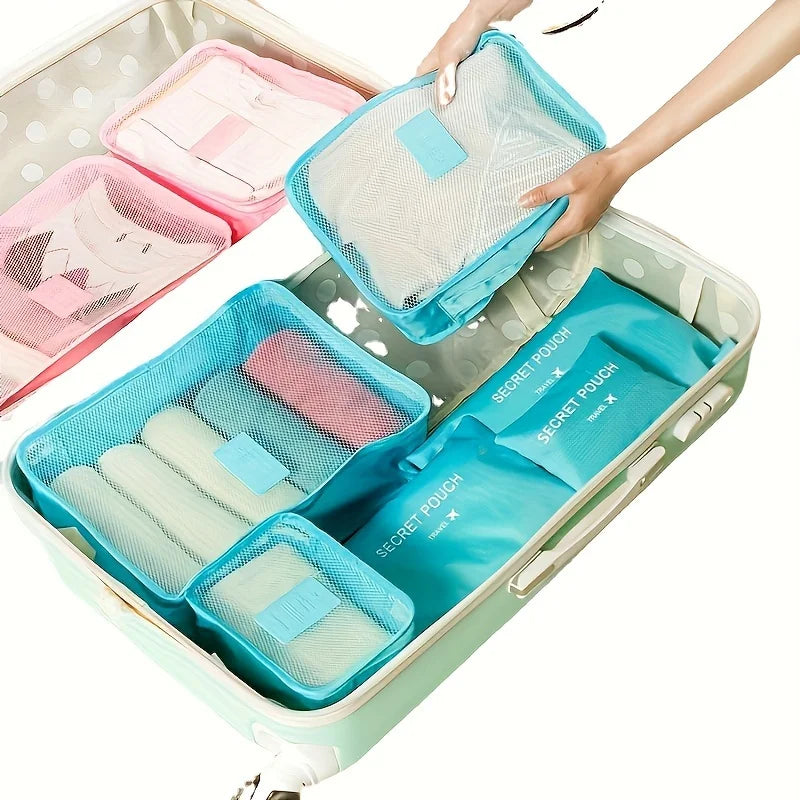 6pcs Multifunction Travel Bags Waterproof Clothes Storage Luggage Organizer Pouch Packing Cube Men And Women Travel Storage Bag