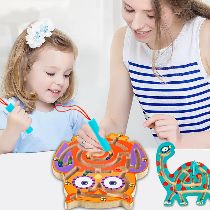 Montessori Educational Toys Children Magnetic Track Maze Balance Board Wooden Puzzle Game Baby Toys