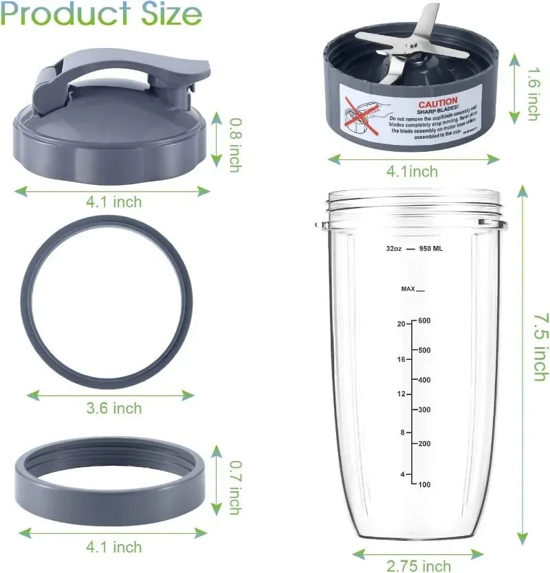 18oz 24oz 32oz NB Replaceable Accessories Bullet Juicer Blender Cups & Blade Replacement Cups Nutri Bullet Blenders 600w & 900w