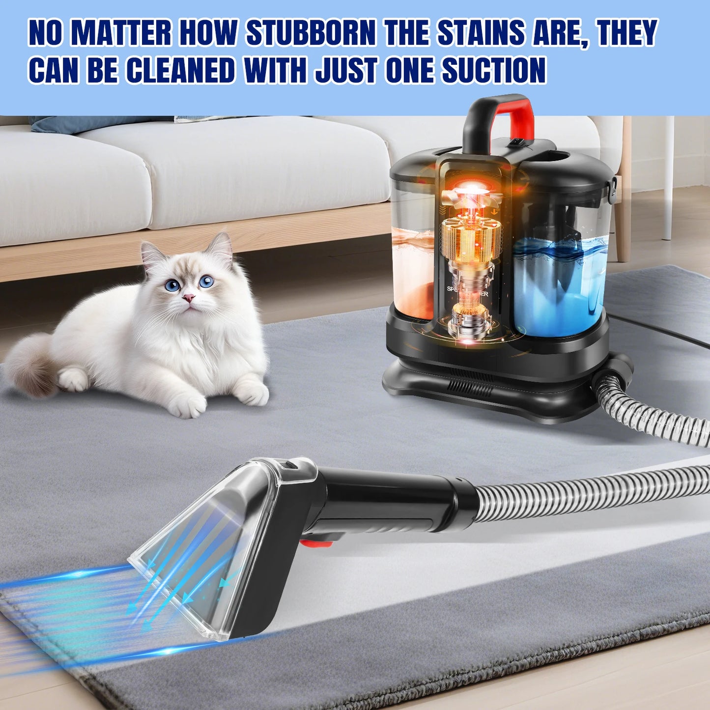 Home Design Spot Cleaner, Fabric, Stain, Car Seats, Upholstery, Pet Messes, Sofa and Carpet Cleaning Machine