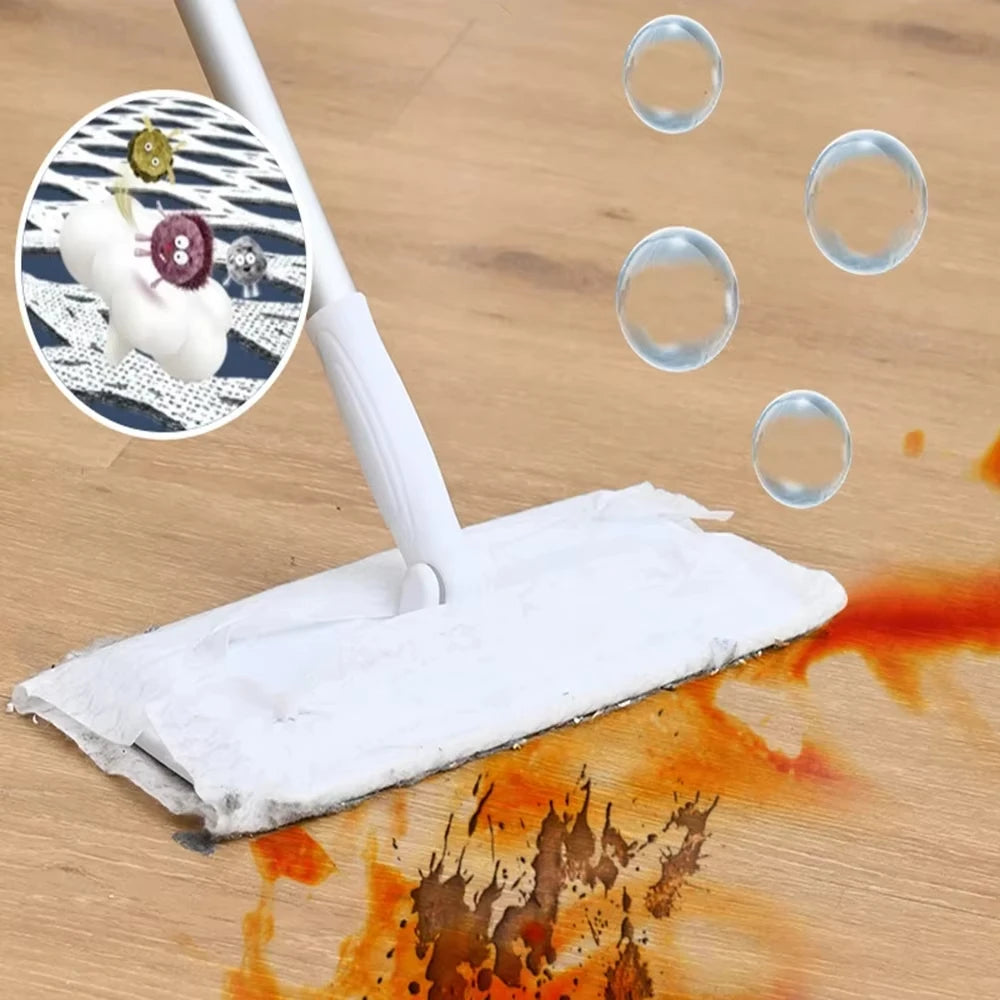 Disposable Mop Cloth Cleaning Mop 360° Rotating Dry and Wet Flat Household Electrostatic Dust Removal Mop Floor Tile Floor Clean