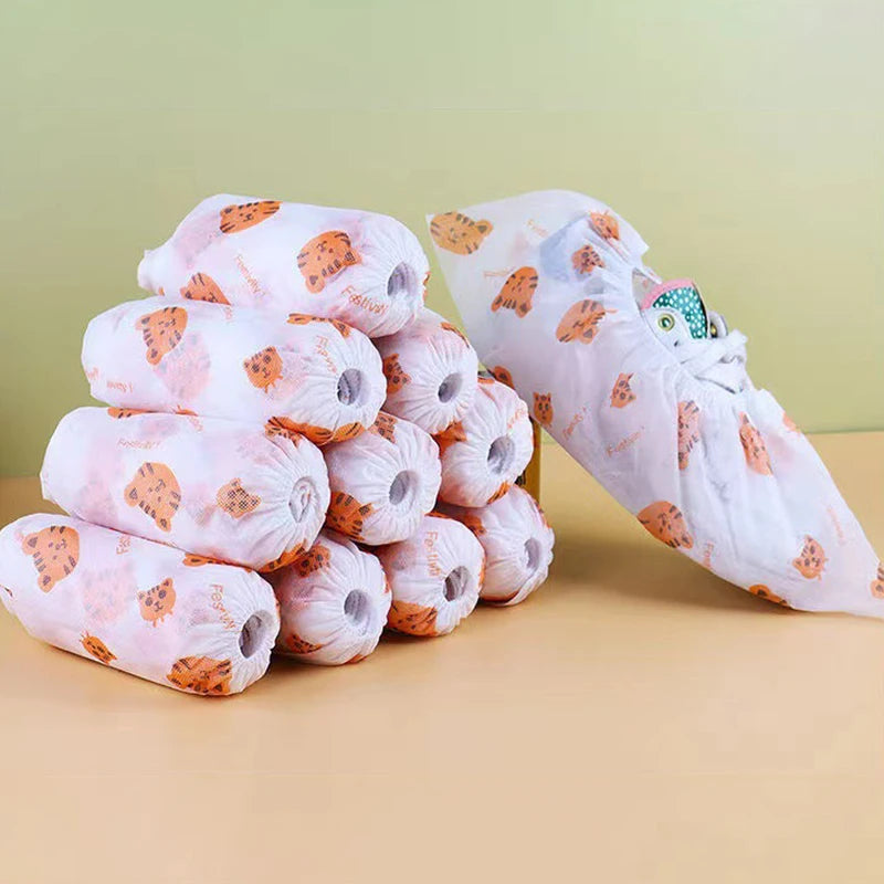 50 PCS Disposable Thickened Cartoon Shoe Covers,Home Indoor Non-slip Anti-dirty Foot Cover, Breathable Foot Covers For Shoes
