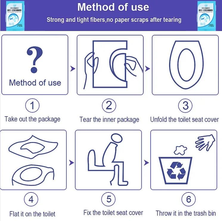 10/20/30/40/60PCS Biodegradable Disposable Plastic Toilet Seat Cover Portable Safety Travel Bathroom Toilet Paper Pad Bathroom