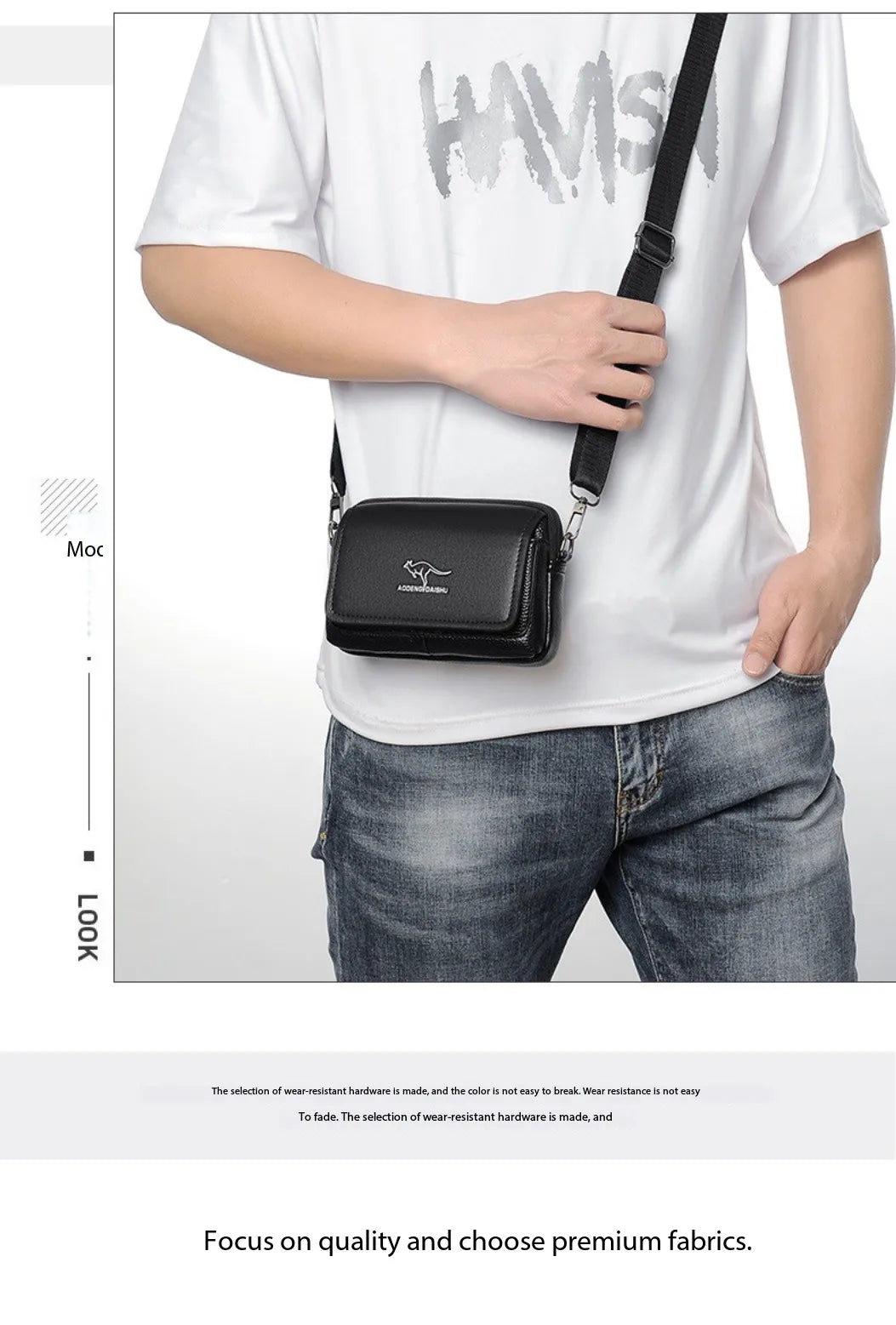 Leather Fashion Phone Pouch Belt Bag Shoulder Crossbody Waist Pack Vintage Outdoor Multi-function Mens Leisure Hanging Waist Bag