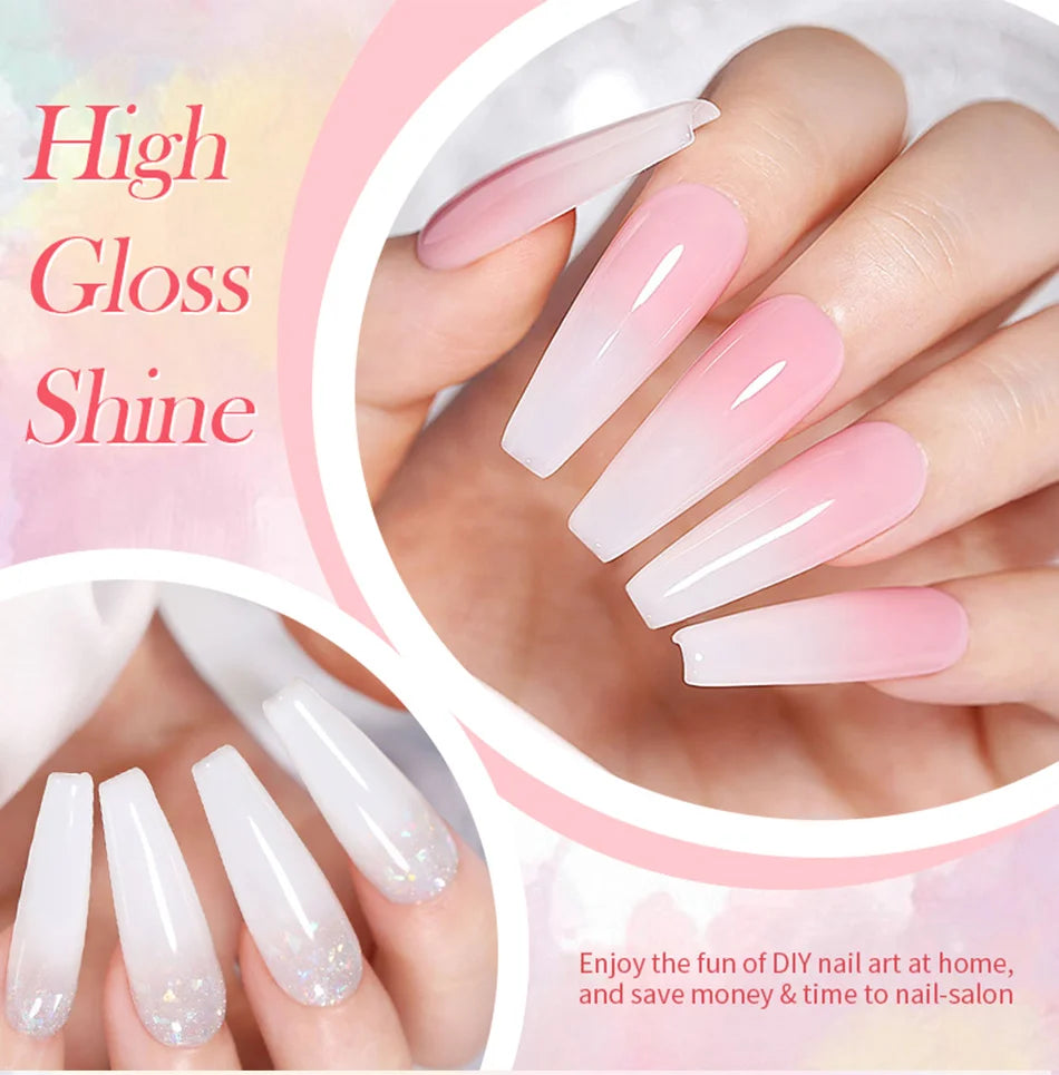 BORN PRETTY 15ml Jelly Nude Rubber Base Gel Natural Milky White Clear Semi permanent Self-Leveling Soak Off UV LED Gel Varnish
