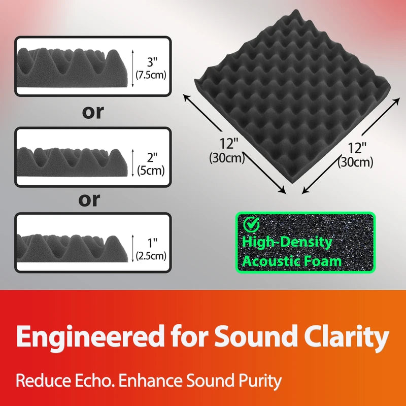 TOUO Acoustic Foam 6/12/24/48Pc Acoustic Sponge Sound Insulation Sound-absorbing Soundproof Foam Panels Ceiling Acoustic Esponja