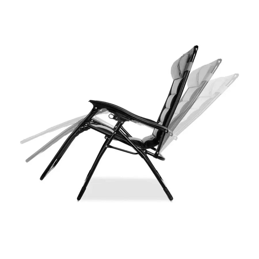 Wide Zero Gravity Chair Sun Lounger Folding Garden Recliner With Padded Seat Heavy Duty Adjustable Camping Reclining Chairs wit