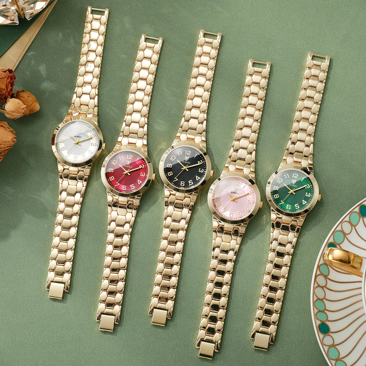 Elegant Women Watches Fashion Arabic Dial Bracelet Strap Ladies Quartz Wristwatches Reloj Mujer Girls Clock Gift（Without Box）