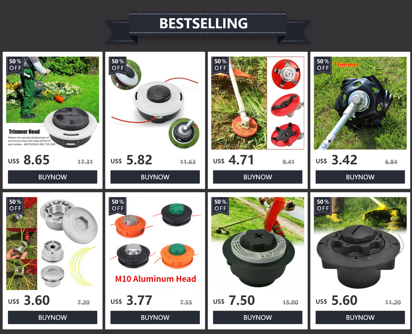 M10 Aluminum Head Nylon Grass Trimmer Head 2 Lijnen Brush Cutter Grass Universele Bump Feed Line Strimme Garden Tools