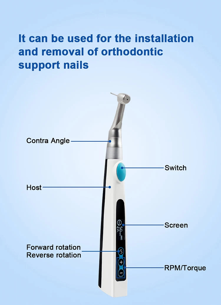 AZDENT Dental Implant Motor Electric Wireless Torque Driver Implant Torque Wrench with 16pcs Screwdrivers Contra Angle Motor