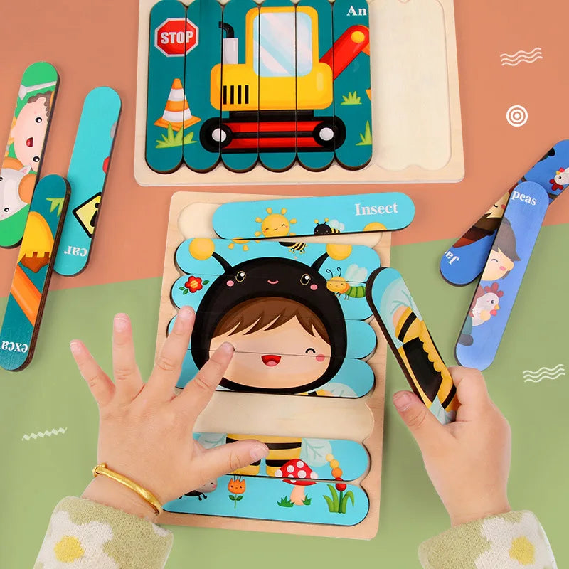 Montessori Toys 2 years Wooden Puzzles For Kids Chid Baby Learning Education Child Game montessori 3D Puzzle Childrens 2 3 Years