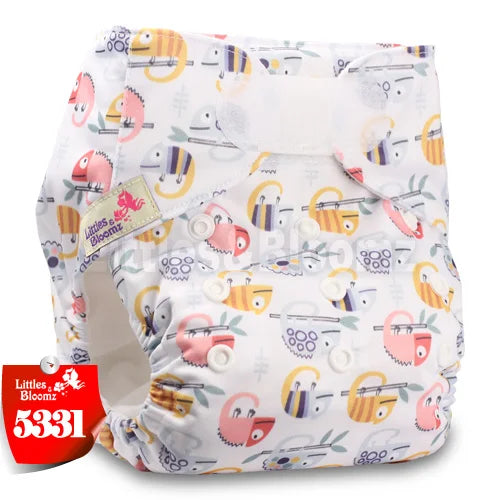 [Littles&Bloomz] Baby Washable Reusable Real Cloth STANDARD Hook-Loop Pocket Nappy Diaper Cover Wrap, suits Birth to Potty