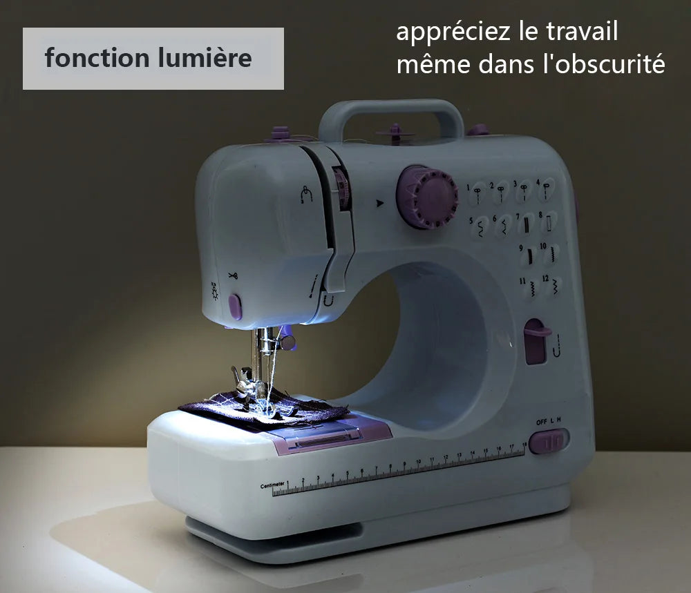 Inne Portable Sewing Machine Mini Electric Household Crafting Mending Overlock 12 Stitches with Presser Foot Pedal Beginners