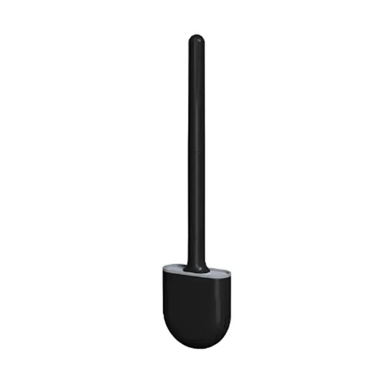Toilet Brush Water Leak Proof With base Silicone Wc Flat Head Flexible Soft Bristles Brush with Quick Drying Holder Set