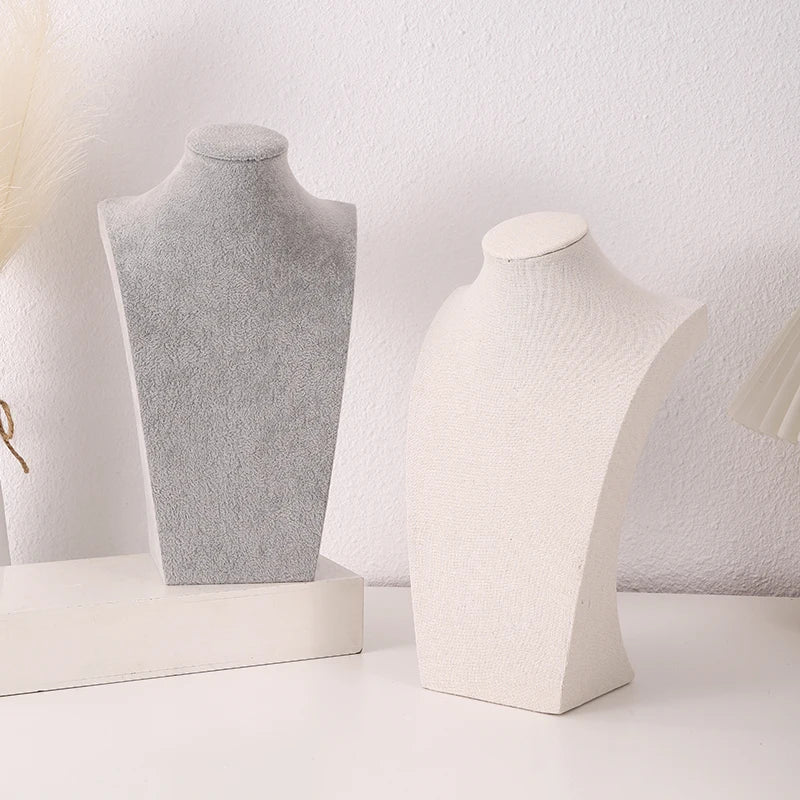 Mannequin Linen Velvet Necklace Pendant Chain Jewelry Bust Neck Display Stand Holder Mannequin  Necklace Pendant Window Display