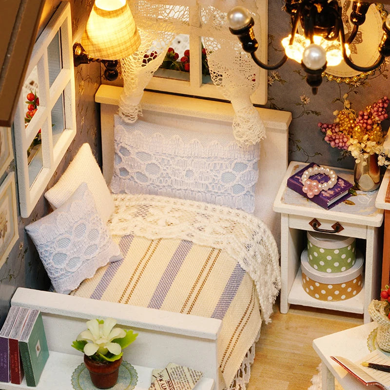 DIY Miniature Dollhouse Kit Assemble Puzzle 3D Wooden House Room Craft With Furniture LED Lights For Friends Birthday Gift Toys
