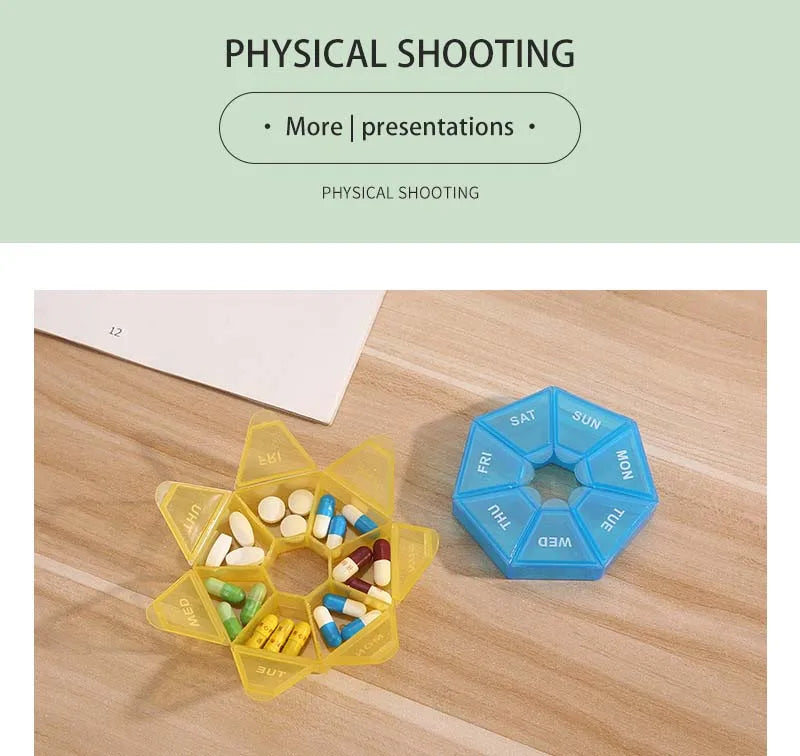 1Pcs Pill Case Plastic 7 Days Tablet Candy Box Portable Storage Tablet Holder Travel Organizer Pill Dispenser Container