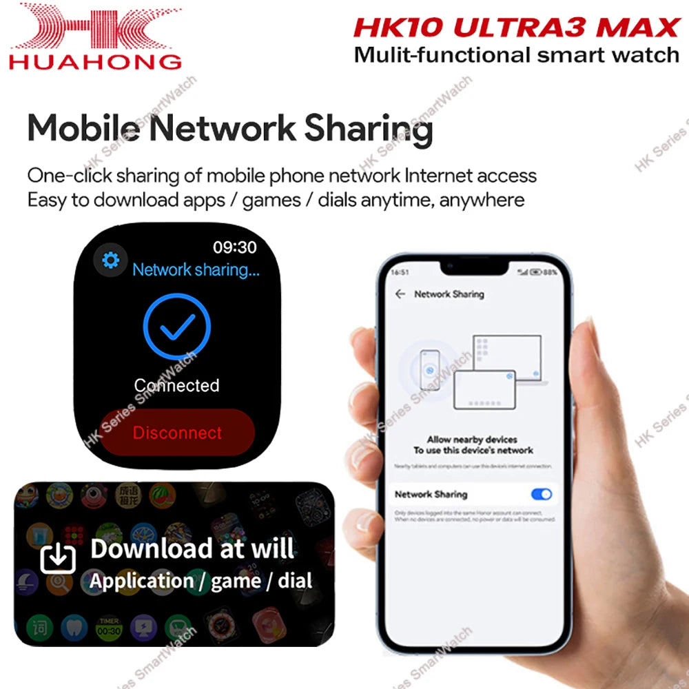 Original HK10 Ultra 3 MAX SmartWatch 2025 For Man Women 49mm HD AMOLED 4GB ROM AI ROBOT NFC GPS Smart Band Watch For IOS Android