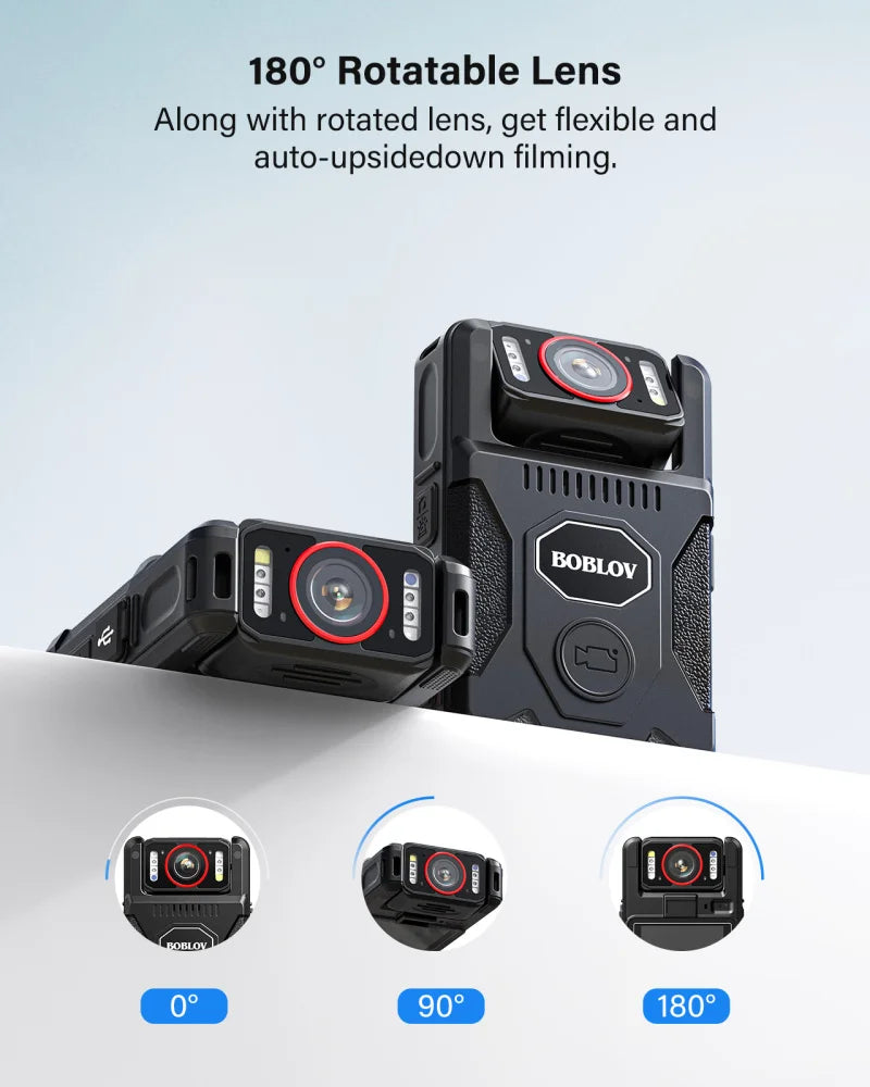 BOBLOV M7 Pro 4K GPS Body Mounted Camera 128GB Video Recorder 180° Rotate Camera 4000mAh Battery 15 Hours Recording GPS Bodycam
