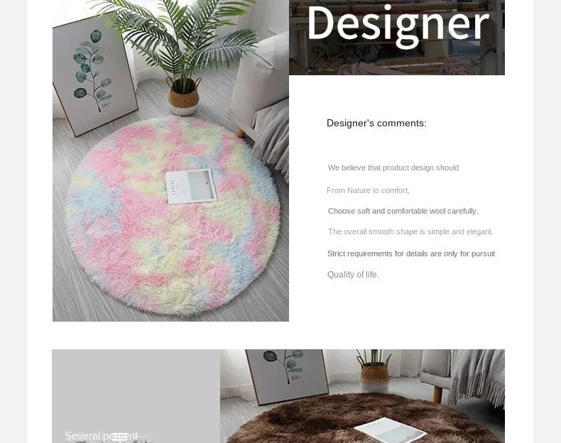 Super Soft Plush Round Rug Mat Fluffy White Carpets For Living Room Home Decor Bedroom Kid Room Decoration Salon Thick Pile