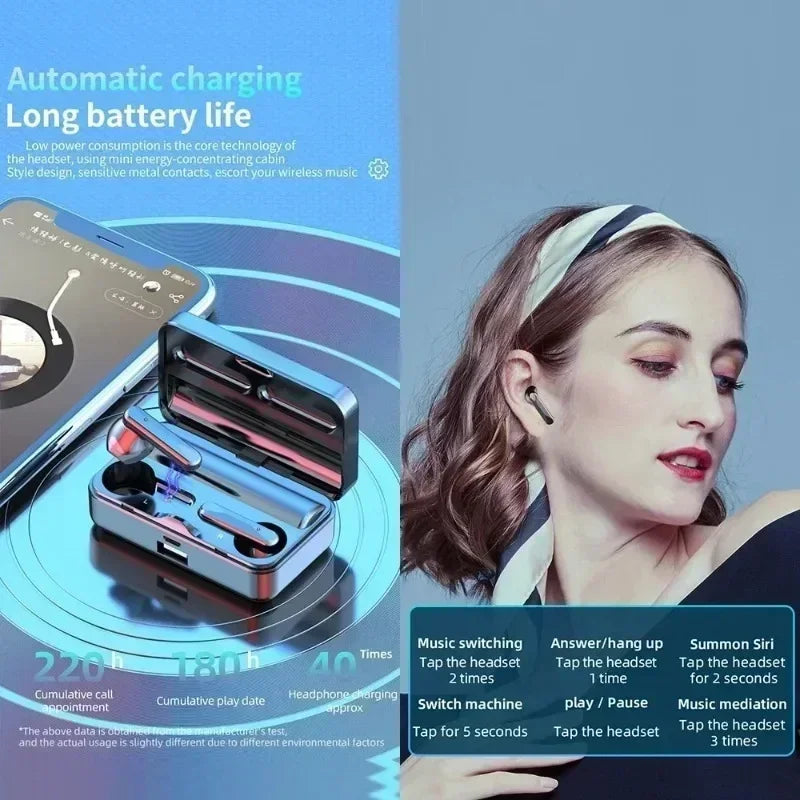 TWS Bluetooth-Compatible Earphones Stereo Sport Headset Wireless Headphone apply to smartphones