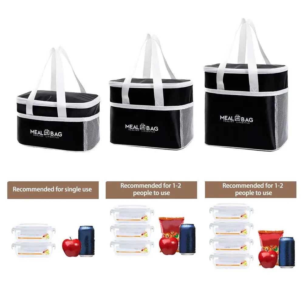 Large Capacity Tote Bento Insulated Lunch Bag Picnic Food Box Storage Ice Cooler Thermal Bag Portable Handheld Insulation Bags