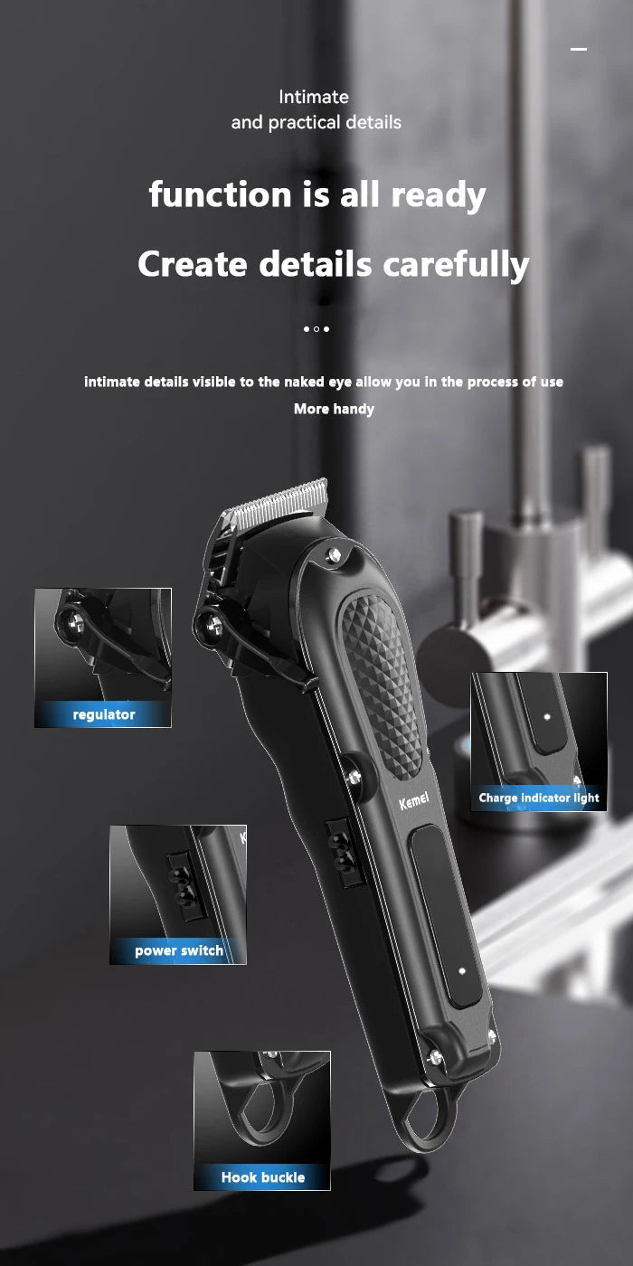 Kemei Hair Clipper Km-1071 Km-2299 Km-2024 UBS Rechargeable Cordless Beard Trimmer Powerful Electric Hair Clippers for Men