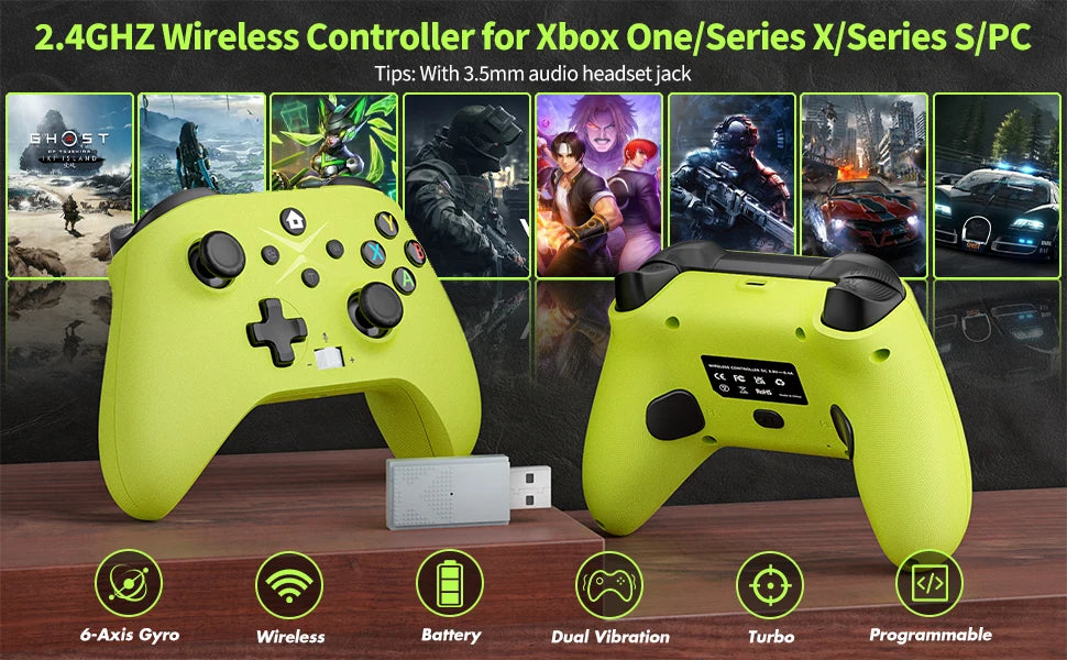 2.4G Wireless Gamepad For Xbox One Series X/S/PC/IOS//Steam 6 Axis Gyro Turbo Function Game Consoles XBOX Controller Joystick
