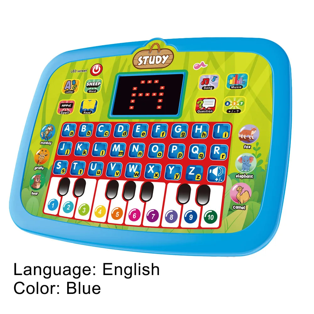 English/Spanish/Russian/Portuguese Interactive Learning Tablet for Kids 3-5, Educational Toys Learn Alphabet, Number, Music & Wo