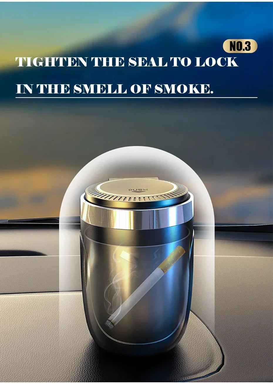 1PCS Portable LED Smoke Car Ashtray Cigarette Ash Holds Cup Automatic Light Indicator Ashtray Car Cup Holder