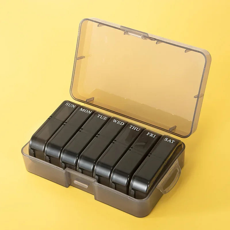 1PC Weekly Pill Case Pillbox 7 Days Medicine Tablet Box Portable Travel Drugs Storage Organizer Secret Compartments Pill Box