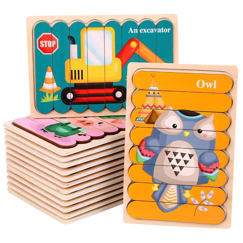 Montessori Toys 2 years Wooden Puzzles For Kids Chid Baby Learning Education Child Game montessori 3D Puzzle Childrens 2 3 Years