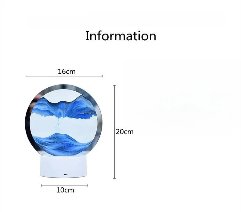 3D Flowing Sand Painting Night Light Atmosphere Light Landscape Hourglass Decompression Flowing Sand Ornament Desk Lamp Gift