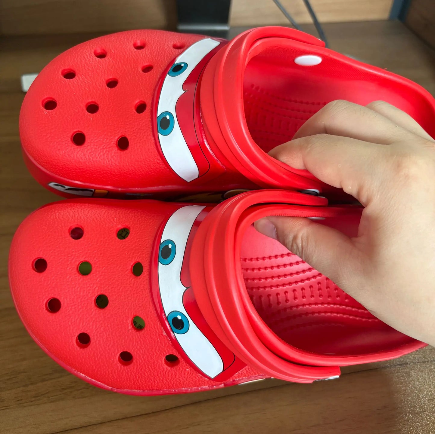 2026 Mcqueen Cartoon Slippers - Waterproof Eva Outdoor Sandals With Breathable Holes, Adult Casual Beach Shoes
