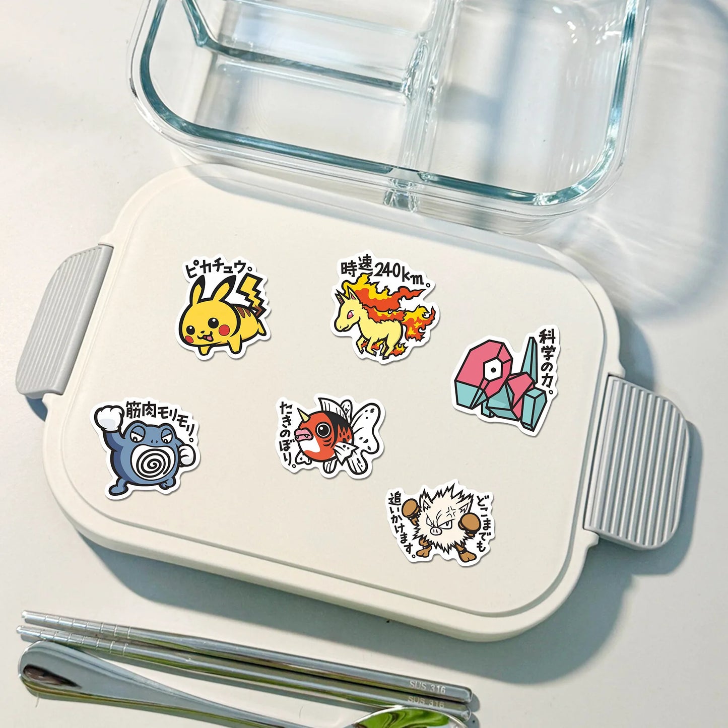 56PCS Cute Anime Pokemon Stickers Cartoon Pikachu Sealing Decoration DIY Laptop Decals Graffiti Sticker Reward Gift Kid Toy
