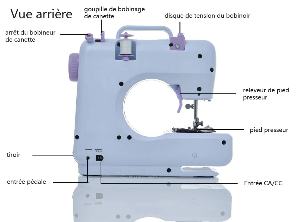 Inne Portable Sewing Machine Mini Electric Household Crafting Mending Overlock 12 Stitches with Presser Foot Pedal Beginners