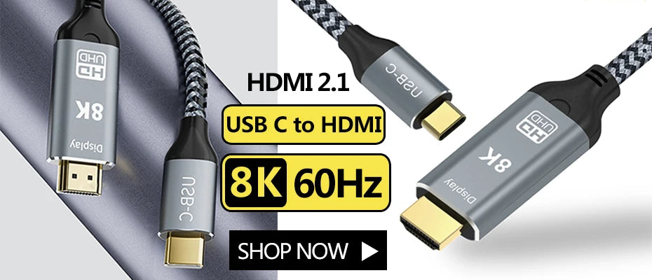 8K HDMI-Compatible Cable 4K@120Hz 8K@60Hz HDMI 2.1 Cable 48Gbps Adapter For RTX 3080 eARC HDR Video Cable PC Laptop TV box PS5