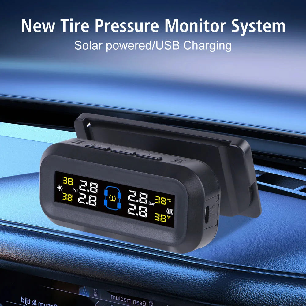 Tire Pressure Monitoring System Temperature Warning New C External Battery Version Sensors Solar TPMS Car Tyre Pressure Monitor