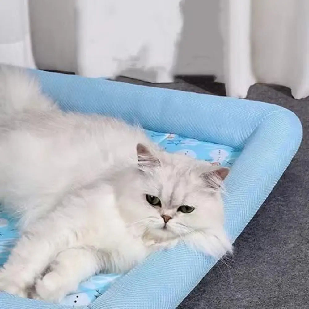 Square Cooling Puppy Bed Breathable Soft Dog Sleeping Pad Neck-protecting Dirt-resistant Pet Cooling Mat for Dogs Cats