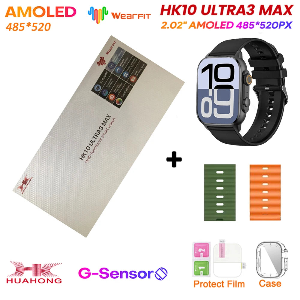 Original HK10 Ultra 3 MAX SmartWatch 2025 For Man Women 49mm HD AMOLED 4GB ROM AI ROBOT NFC GPS Smart Band Watch For IOS Android
