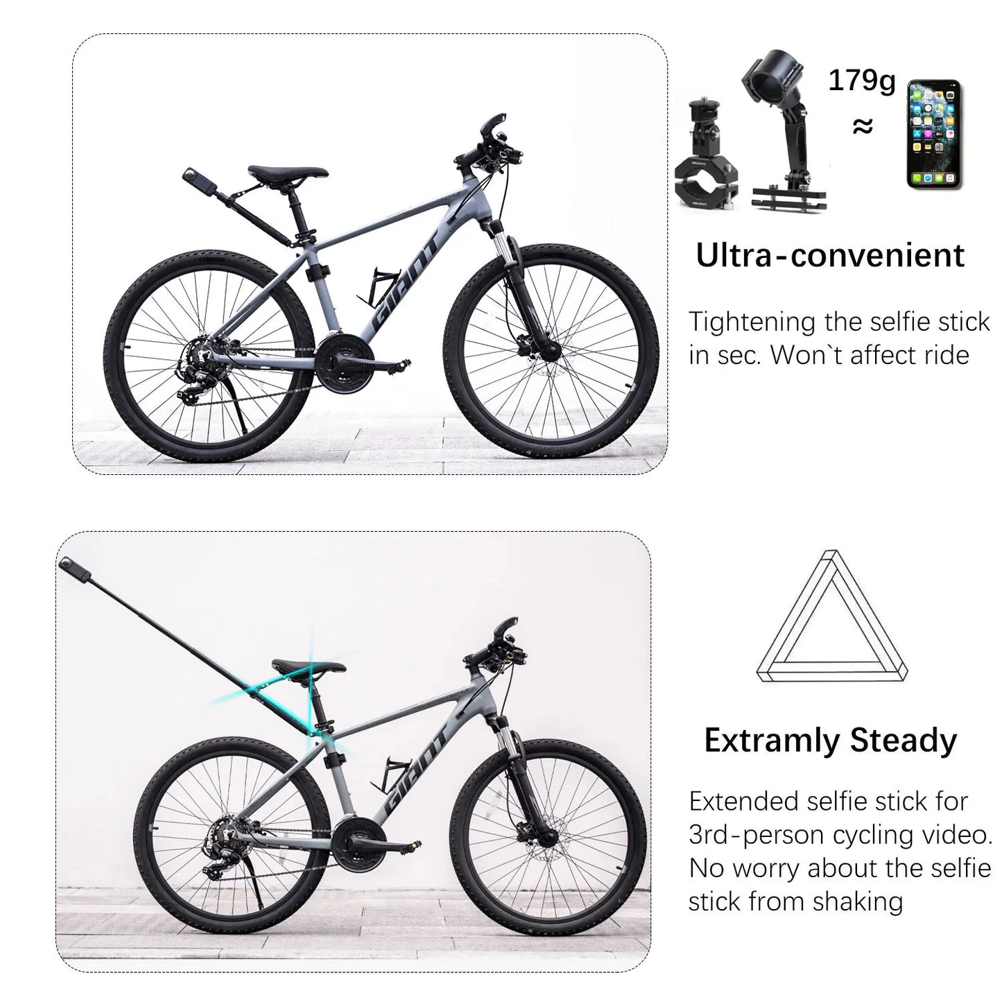 Camsteer Premium Bicycle Postseat 3rd Person View Mount for GoPro Max2 Hero 13 12 Insta360 X5 X4 X3 Ace Pro2 DJI Osmo360 Cameras