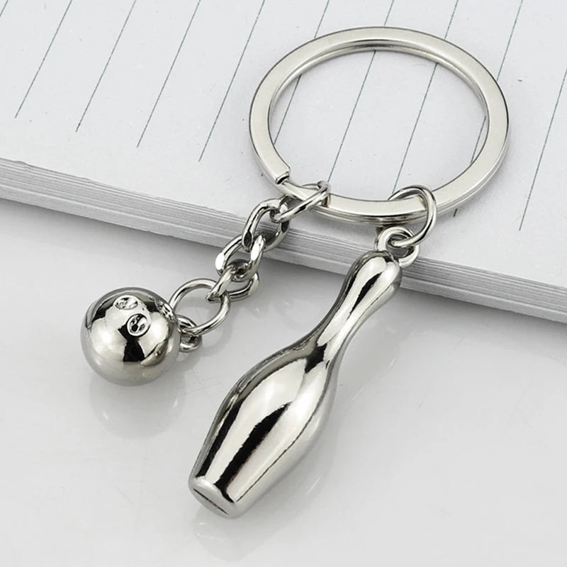 Creative Alloy Bowling Ball Pendant Car Key Ring Purse Bag Ornament Keychain Sports Lover Club Gift Bowling Ball Pendant