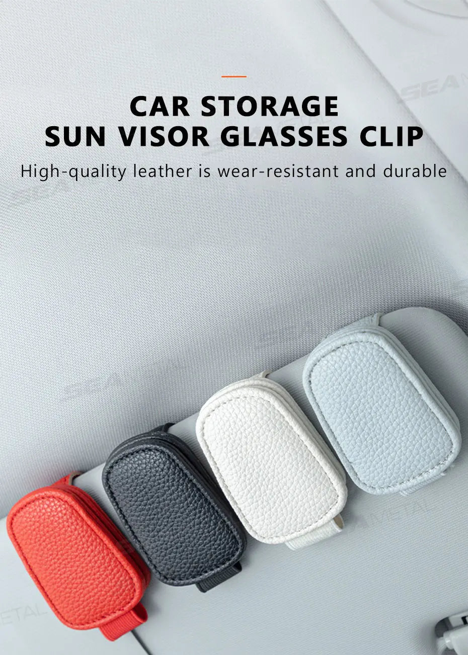 BLALION Car Sun Visor Clip Glasses Cards Case Auto Sunglasses Visor Glasses Holder Sunglasses Bracket Holder PU Glasses Support