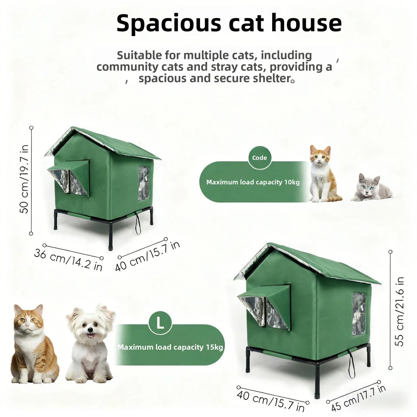 Outdoor waterproof cat house, detachable and height increasing waterproof stray cat house, foldable winter cat nest, pet nest