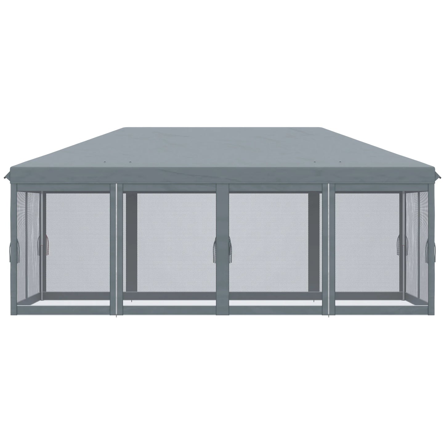 Outsunny 3 x 6m Pop Up Gazebo, Outdoor Canopy Shelter, Marquee Party Wedding Tent with 6 Mesh Walls and Carry Bag, Grey