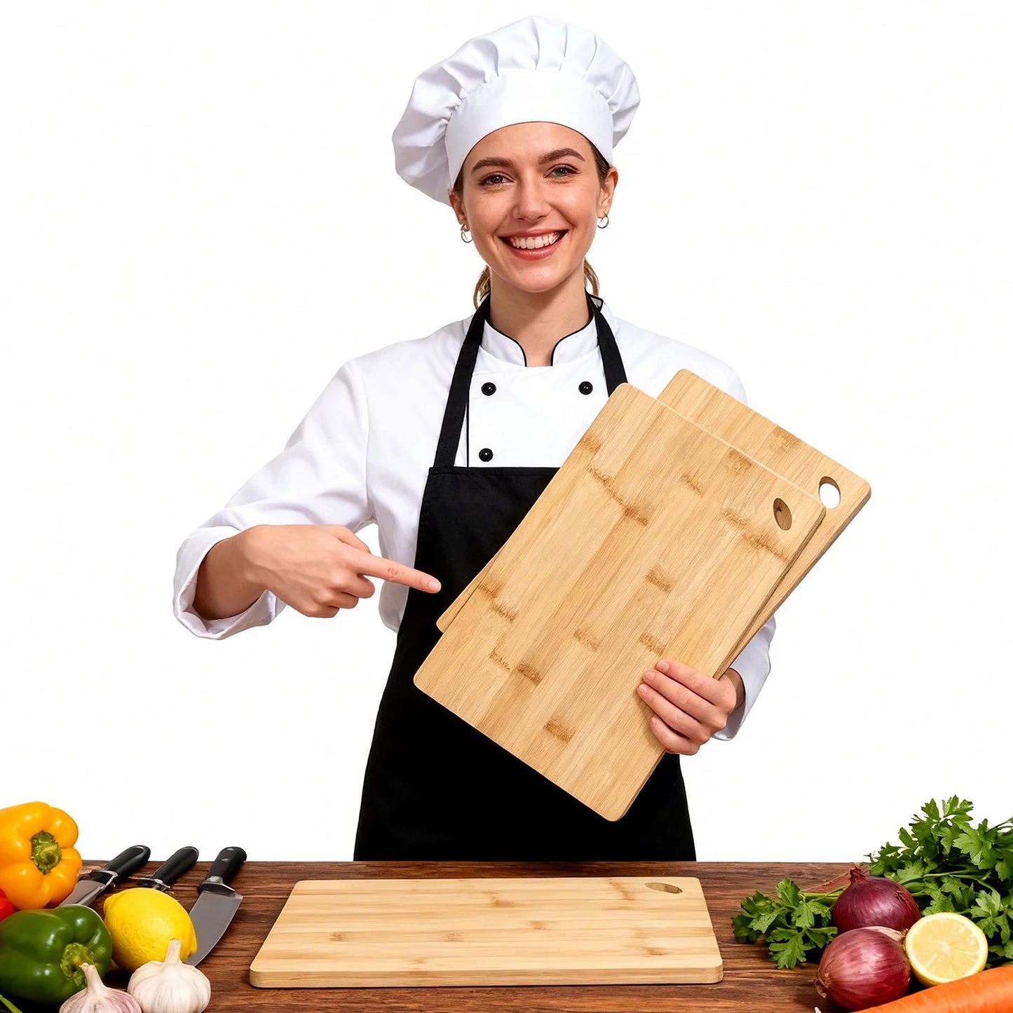 Kitchen Bamboo Cutting Board Set Cutting Board Thickened Solid Wood Cutting Board Double-sided  Cutting Boards  Multi-size Kitchen Wooden Cutting Boards, Convenient Kitchen Essentials,  for Chopping and Serving
