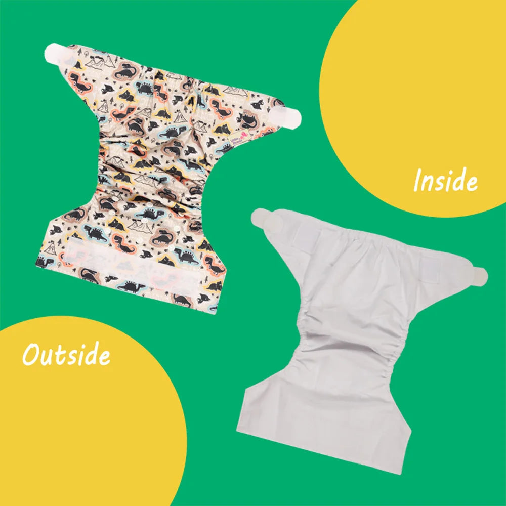 [Littles&Bloomz] Baby Washable Reusable Real Cloth STANDARD Hook-Loop Pocket Nappy Diaper Cover Wrap, suits Birth to Potty