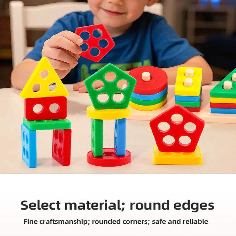 1set- Early education equipment geometric set columns, infant and child intelligence assembly building blocks boy/girl toys